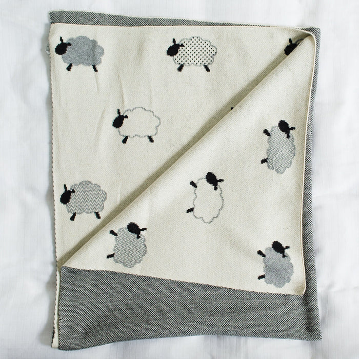 100% Cotton Jacquard Baby Blanket 80x100cm - Counting Sheep-Blankets-Little Whitehouse