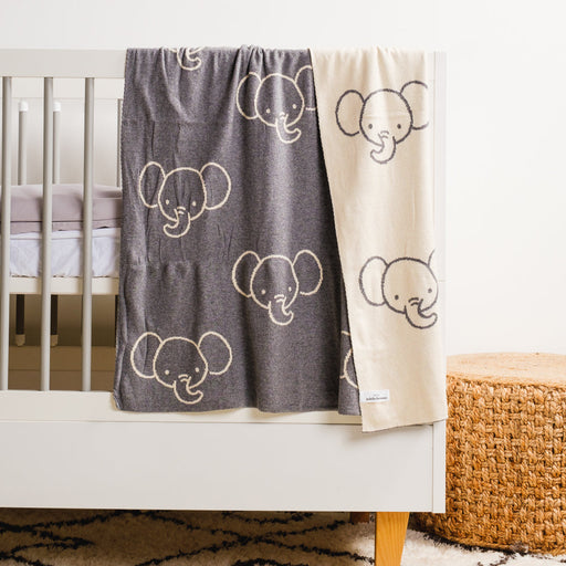 100% Cotton Jacquard Baby Blanket 80x100cm - Dumbo Delight Reversible-Blankets-Little Whitehouse