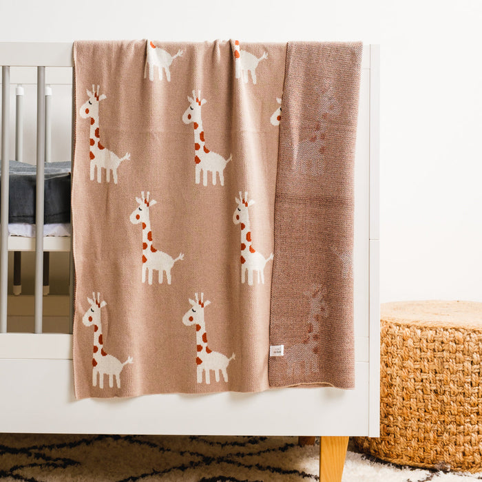 100% Cotton Jacquard Baby Blanket 80x100cm - Giraffe Dreams-Blankets-Little Whitehouse