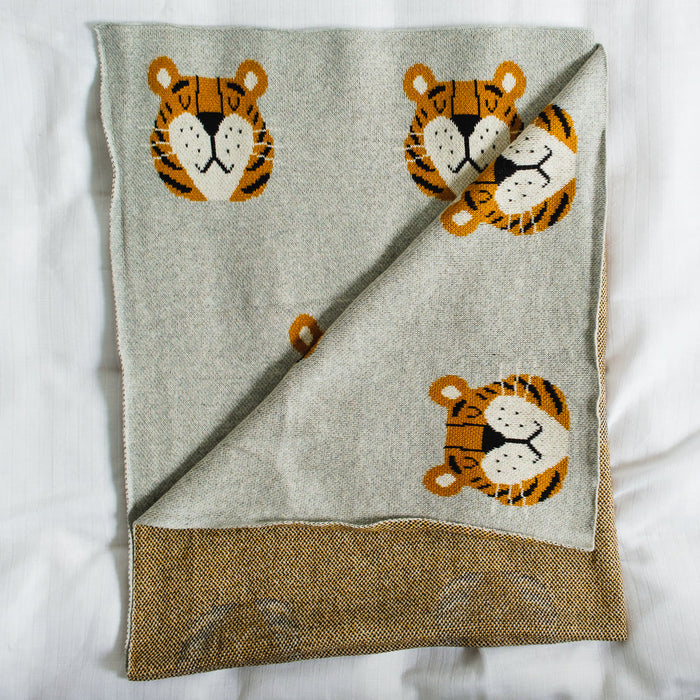 100% Cotton Jacquard Baby Blanket 80x100cm - Tigger Tiger-Blankets-Little Whitehouse