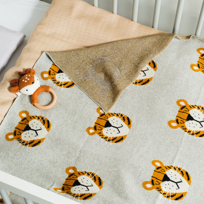 100% Cotton Jacquard Baby Blanket 80x100cm - Tigger Tiger-Blankets-Little Whitehouse