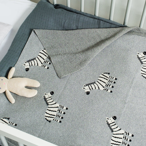 100% Cotton Jacquard Baby Blanket 80x100cm - Ziggy Zebra-Blankets-Little Whitehouse