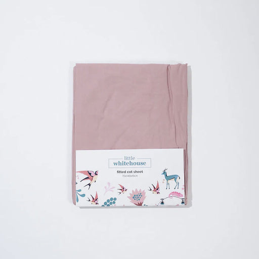 Cot Fitted Sheet - Dusty Pink-Cot Fitted Sheets-Little Whitehouse