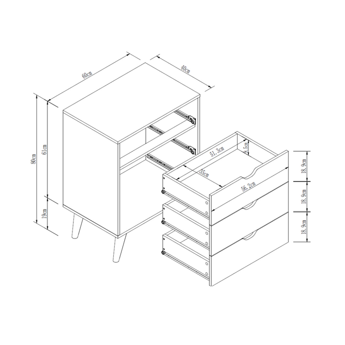 Kelsey Three Drawer Dresser-Dressers-Little Whitehouse