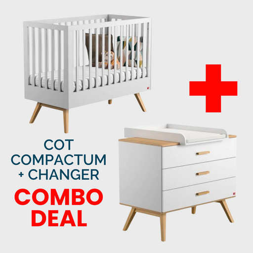 Nautis White Cot, Compactum & Changer Bundle