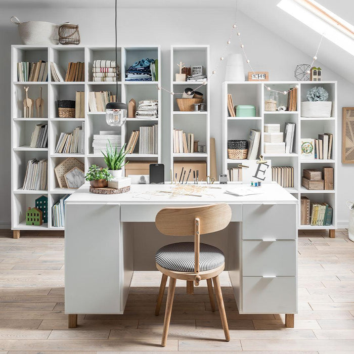 Simple Double Bookcase - White